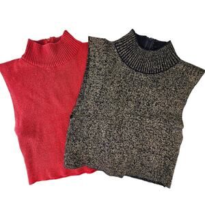 Lot of 2 mock turtleneck dickies modesty panels metallic gold red black one size